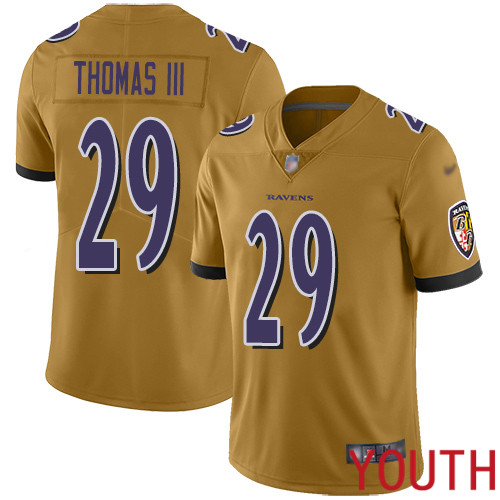 Baltimore Ravens Limited Gold Youth Earl Thomas III Jersey NFL Football #29 Inverted Legend->youth nfl jersey->Youth Jersey